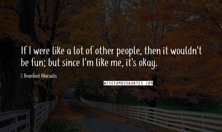 Branford Marsalis Quotes: If I were like a lot of other people, then it wouldn't be fun; but since I'm like me, it's okay.