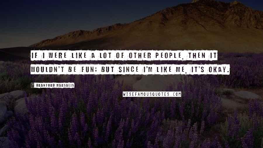 Branford Marsalis Quotes: If I were like a lot of other people, then it wouldn't be fun; but since I'm like me, it's okay.