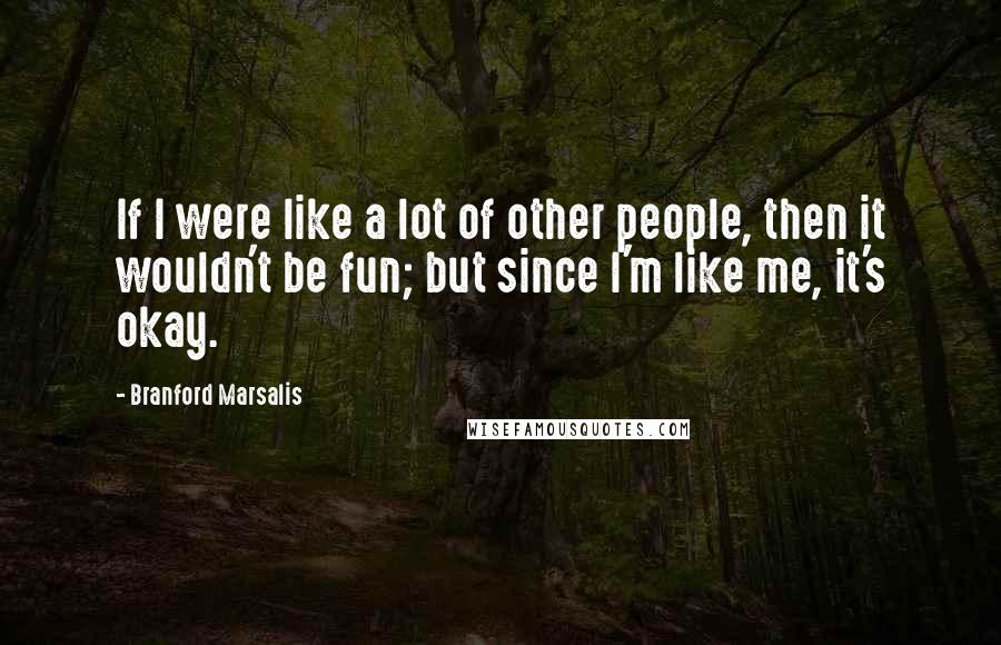 Branford Marsalis Quotes: If I were like a lot of other people, then it wouldn't be fun; but since I'm like me, it's okay.