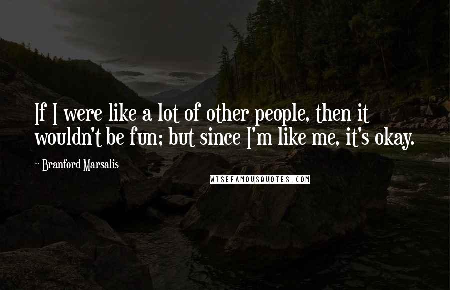 Branford Marsalis Quotes: If I were like a lot of other people, then it wouldn't be fun; but since I'm like me, it's okay.