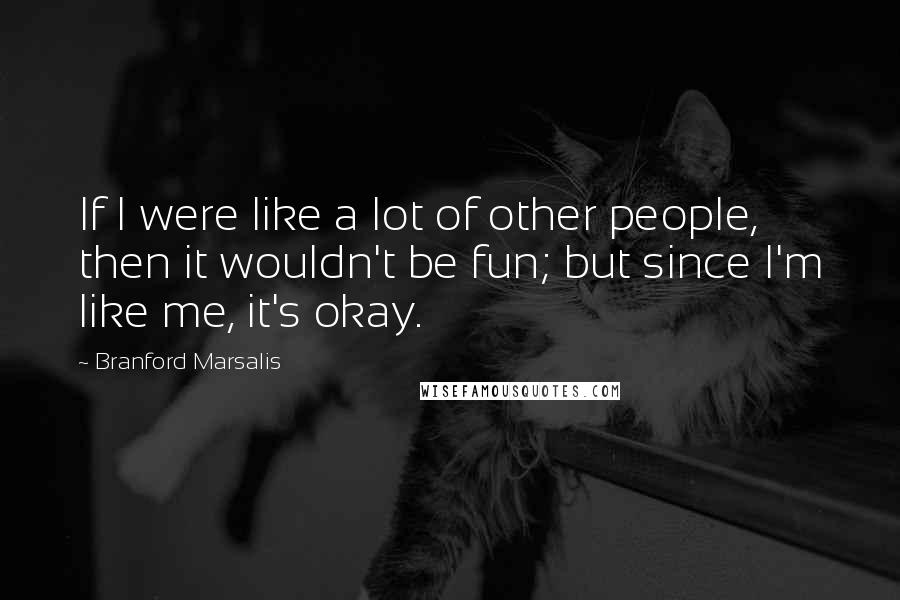 Branford Marsalis Quotes: If I were like a lot of other people, then it wouldn't be fun; but since I'm like me, it's okay.