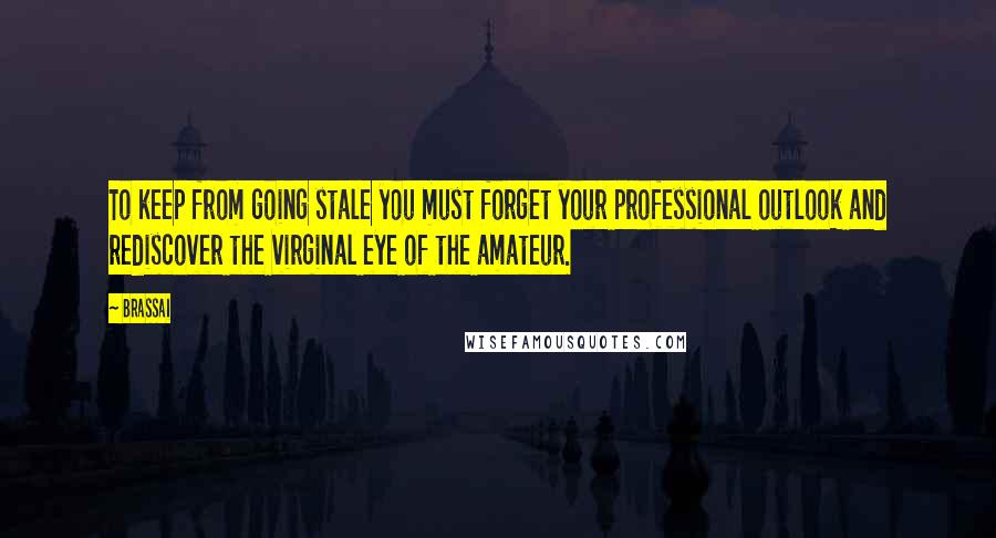 Brassai Quotes: To keep from going stale you must forget your professional outlook and rediscover the virginal eye of the amateur.