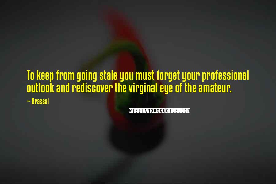Brassai Quotes: To keep from going stale you must forget your professional outlook and rediscover the virginal eye of the amateur.