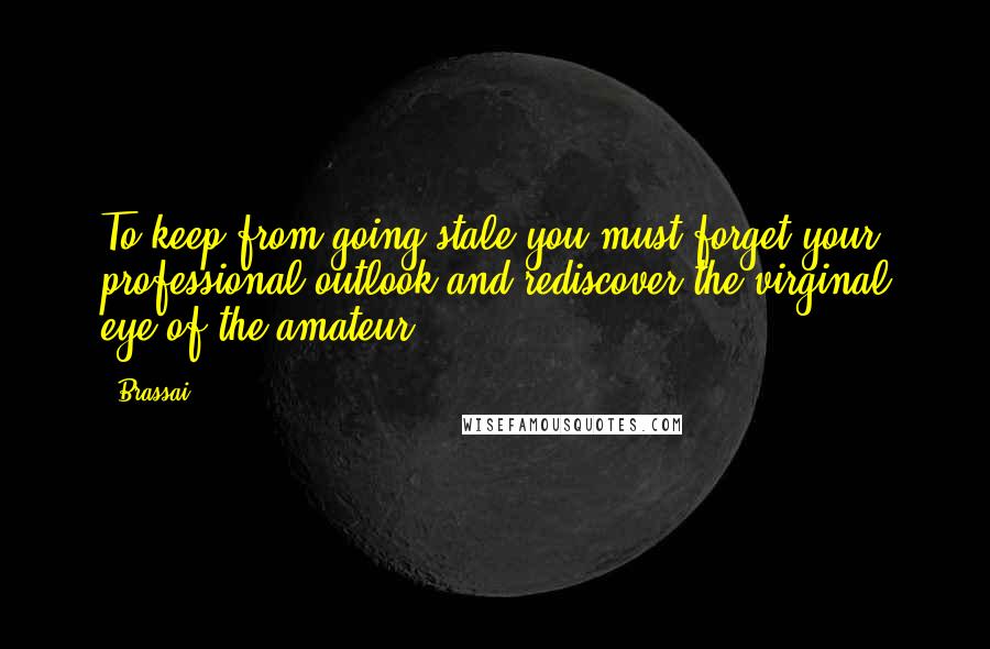 Brassai Quotes: To keep from going stale you must forget your professional outlook and rediscover the virginal eye of the amateur.