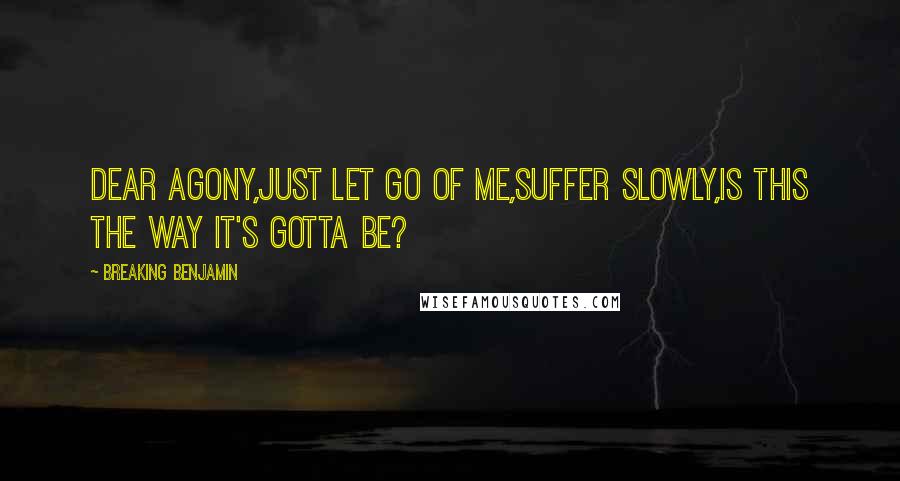 Breaking Benjamin Quotes: Dear agony,just let go of me,suffer slowly,is this the way it's gotta be?