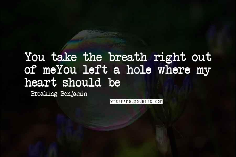 Breaking Benjamin Quotes: You take the breath right out of meYou left a hole where my heart should be