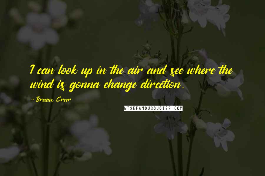 Breaux Greer Quotes: I can look up in the air and see where the wind is gonna change direction.