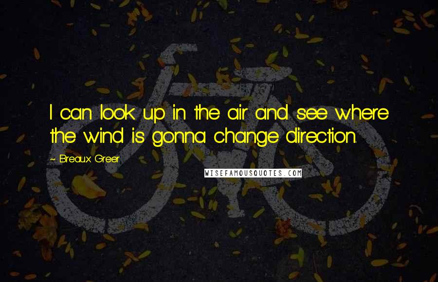 Breaux Greer Quotes: I can look up in the air and see where the wind is gonna change direction.