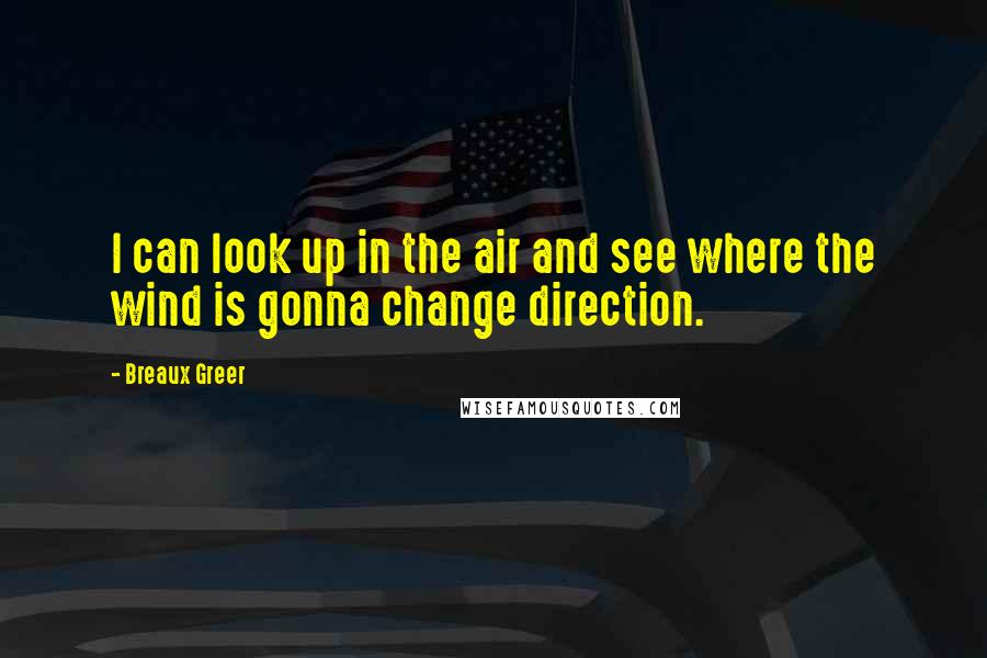 Breaux Greer Quotes: I can look up in the air and see where the wind is gonna change direction.