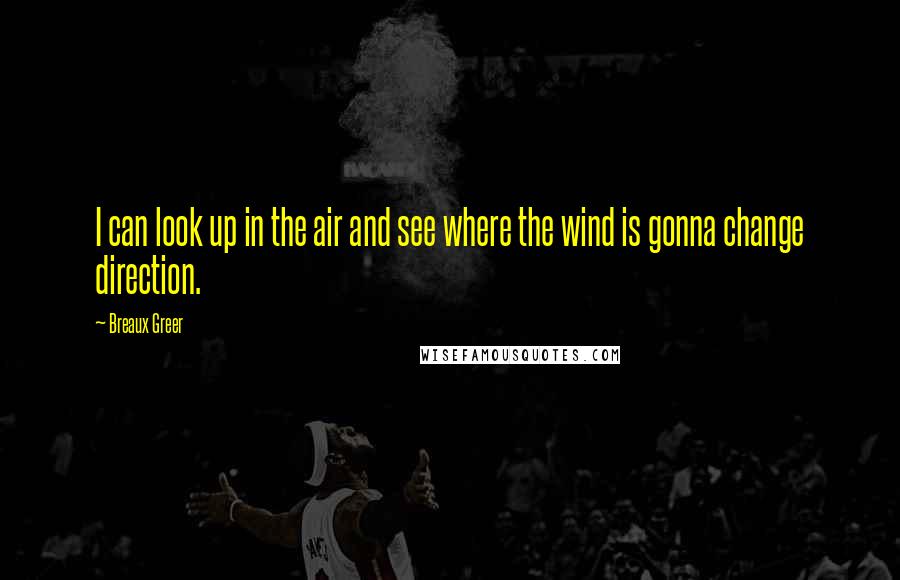 Breaux Greer Quotes: I can look up in the air and see where the wind is gonna change direction.