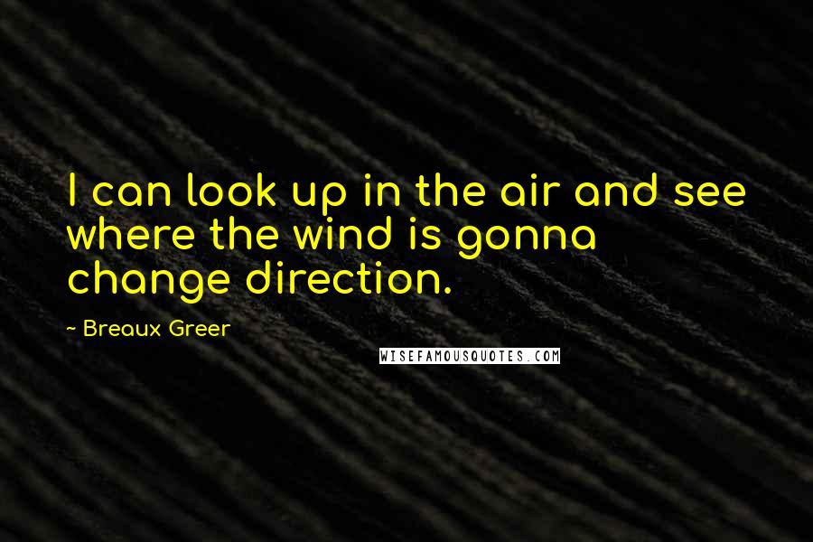 Breaux Greer Quotes: I can look up in the air and see where the wind is gonna change direction.