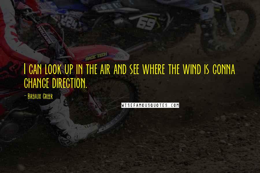 Breaux Greer Quotes: I can look up in the air and see where the wind is gonna change direction.