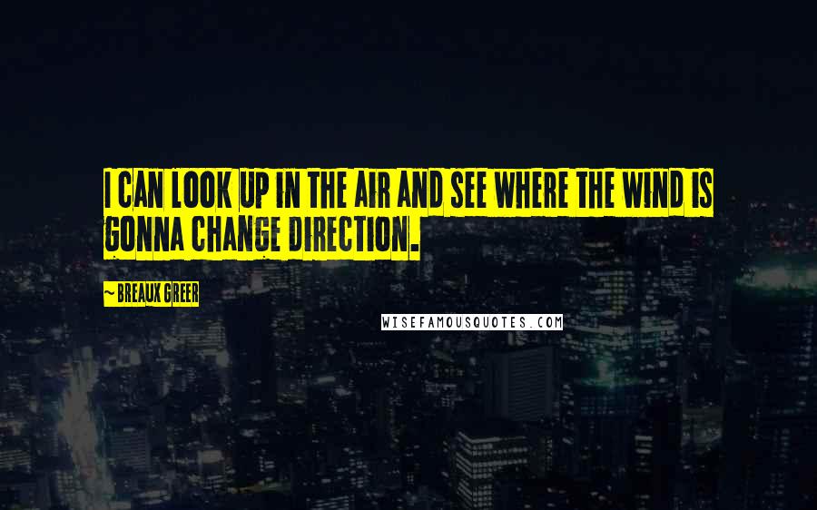 Breaux Greer Quotes: I can look up in the air and see where the wind is gonna change direction.