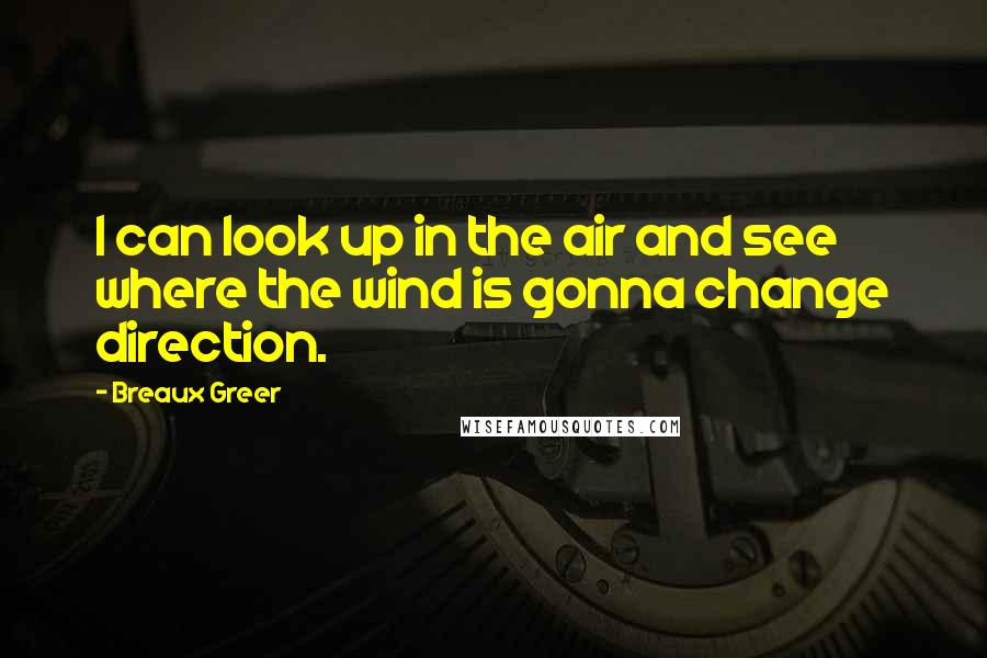 Breaux Greer Quotes: I can look up in the air and see where the wind is gonna change direction.