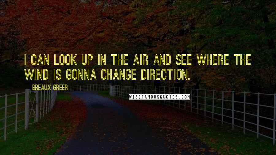 Breaux Greer Quotes: I can look up in the air and see where the wind is gonna change direction.