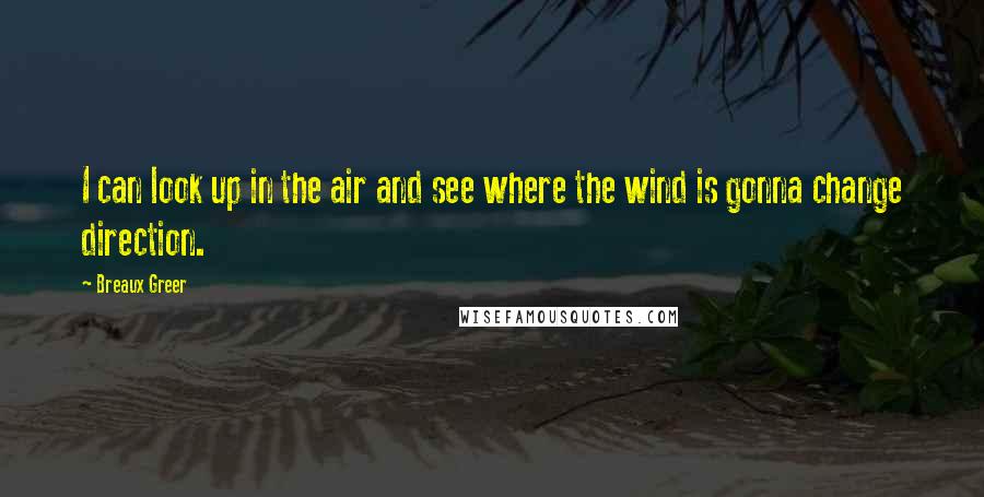 Breaux Greer Quotes: I can look up in the air and see where the wind is gonna change direction.