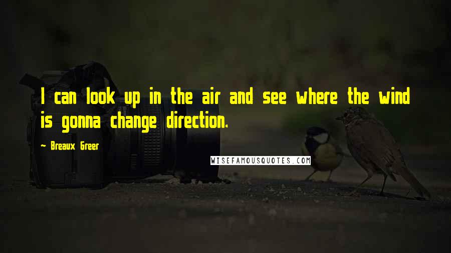 Breaux Greer Quotes: I can look up in the air and see where the wind is gonna change direction.