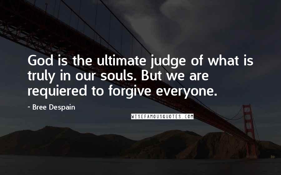 Bree Despain Quotes: God is the ultimate judge of what is truly in our souls. But we are requiered to forgive everyone.