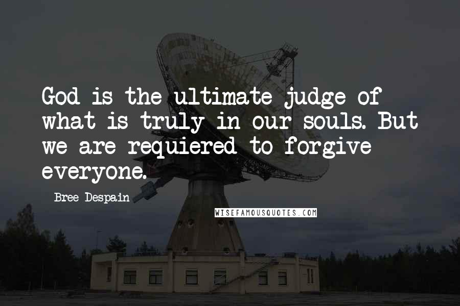 Bree Despain Quotes: God is the ultimate judge of what is truly in our souls. But we are requiered to forgive everyone.