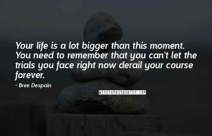 Bree Despain Quotes: Your life is a lot bigger than this moment. You need to remember that you can't let the trials you face right now derail your course forever.