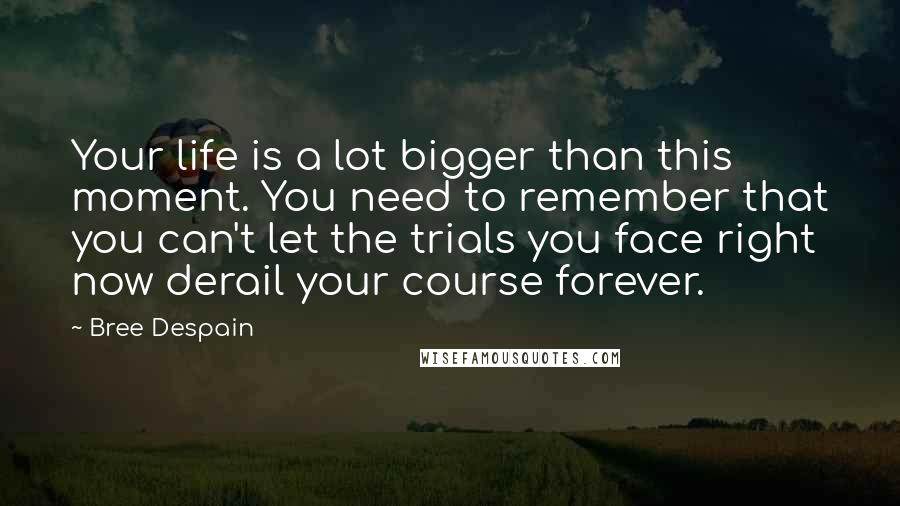 Bree Despain Quotes: Your life is a lot bigger than this moment. You need to remember that you can't let the trials you face right now derail your course forever.