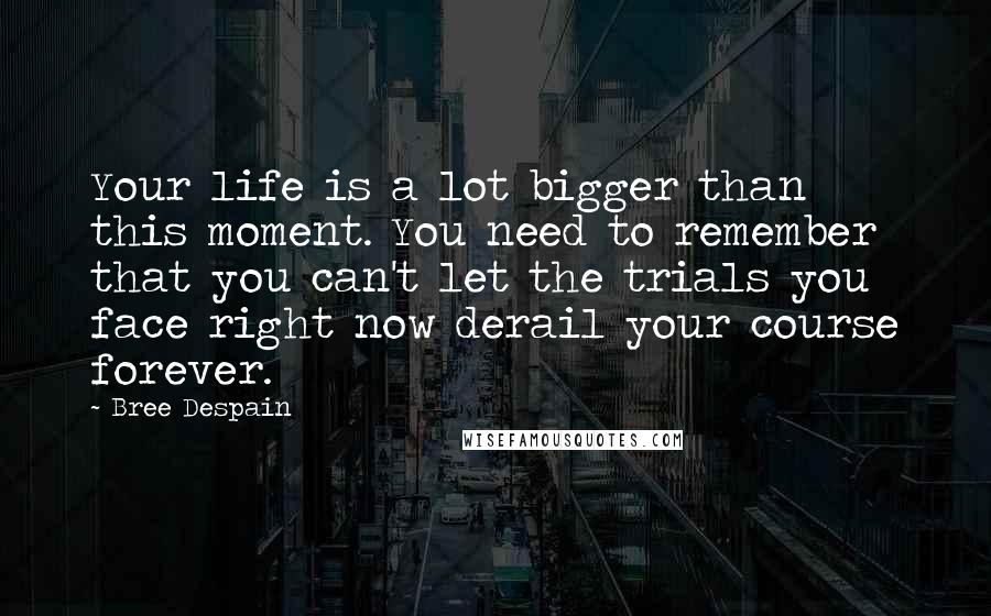 Bree Despain Quotes: Your life is a lot bigger than this moment. You need to remember that you can't let the trials you face right now derail your course forever.