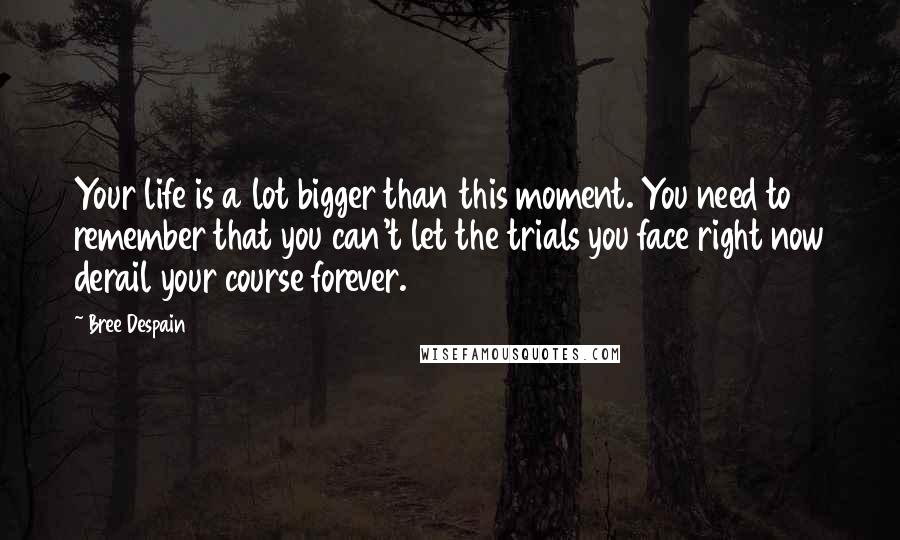 Bree Despain Quotes: Your life is a lot bigger than this moment. You need to remember that you can't let the trials you face right now derail your course forever.