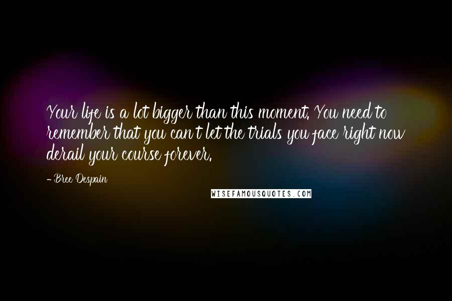 Bree Despain Quotes: Your life is a lot bigger than this moment. You need to remember that you can't let the trials you face right now derail your course forever.