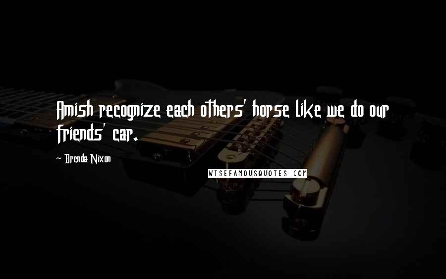 Brenda Nixon Quotes: Amish recognize each others' horse like we do our friends' car.