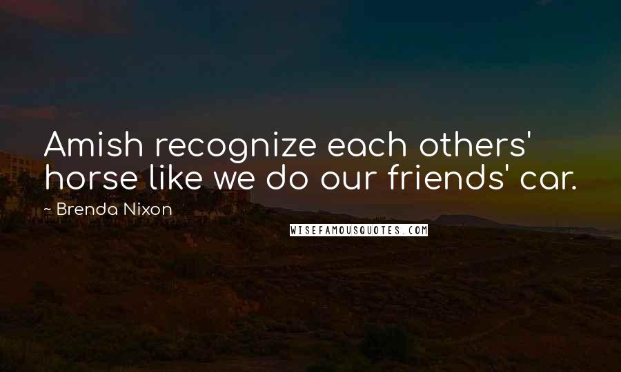 Brenda Nixon Quotes: Amish recognize each others' horse like we do our friends' car.