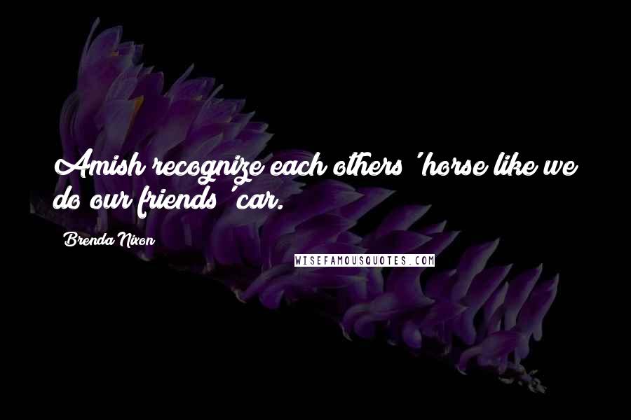 Brenda Nixon Quotes: Amish recognize each others' horse like we do our friends' car.