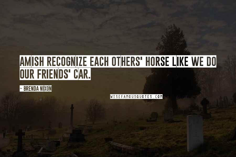 Brenda Nixon Quotes: Amish recognize each others' horse like we do our friends' car.