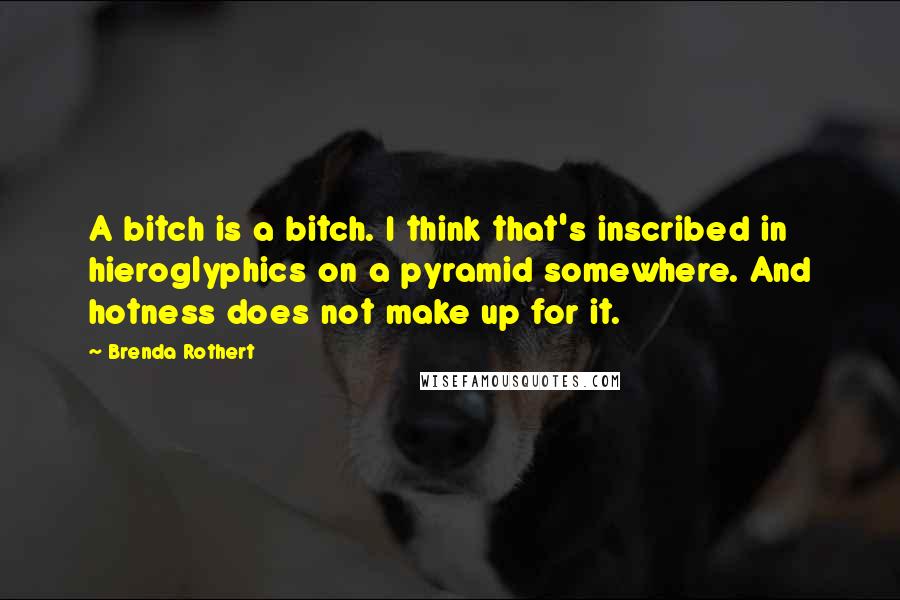 Brenda Rothert Quotes: A bitch is a bitch. I think that's inscribed in hieroglyphics on a pyramid somewhere. And hotness does not make up for it.