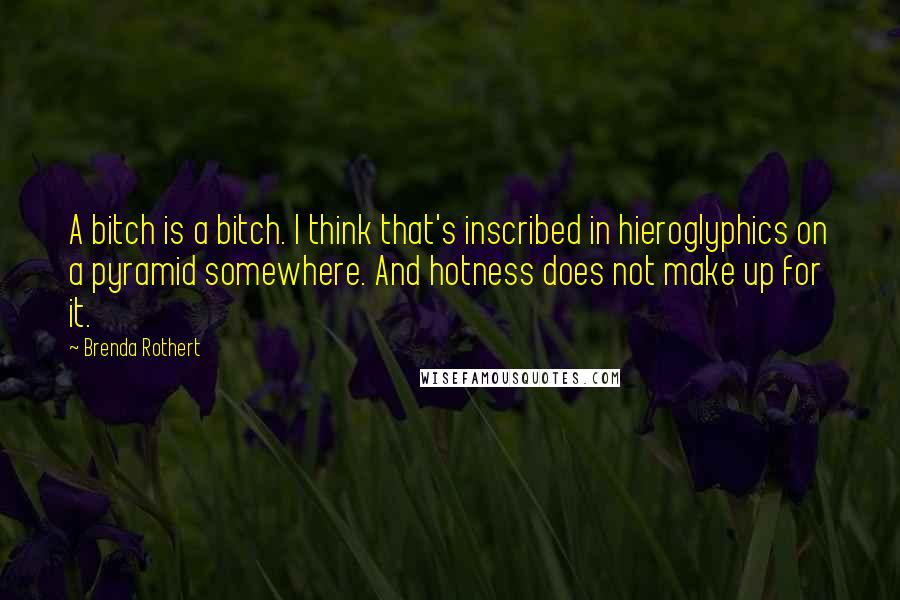 Brenda Rothert Quotes: A bitch is a bitch. I think that's inscribed in hieroglyphics on a pyramid somewhere. And hotness does not make up for it.