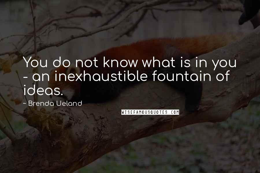 Brenda Ueland Quotes: You do not know what is in you - an inexhaustible fountain of ideas.