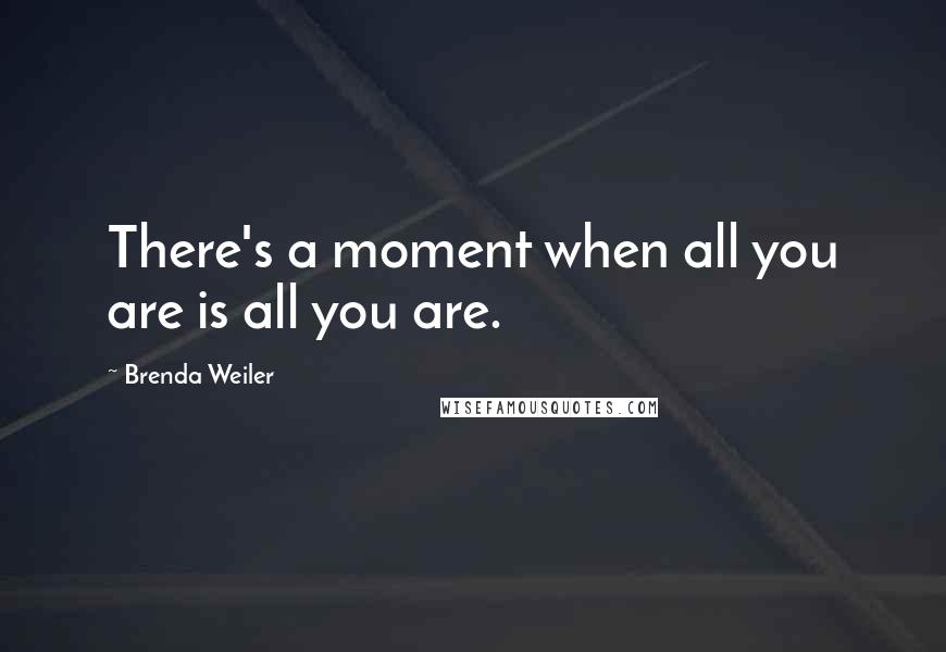 Brenda Weiler Quotes: There's a moment when all you are is all you are.