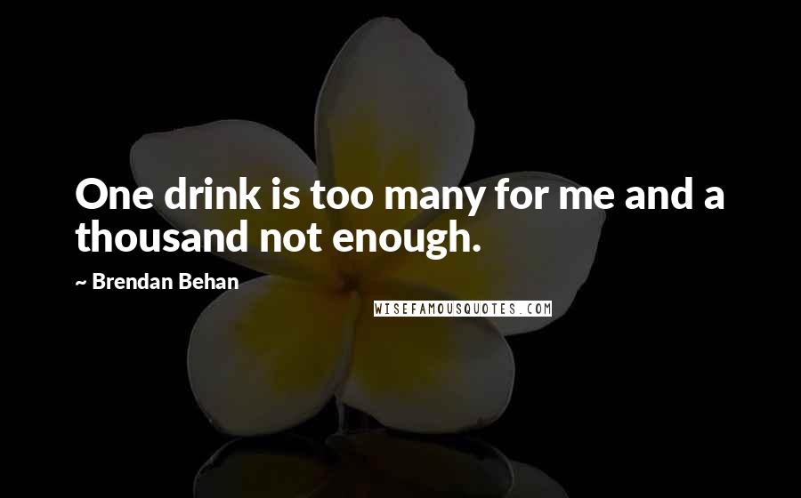 Brendan Behan Quotes: One drink is too many for me and a thousand not enough.