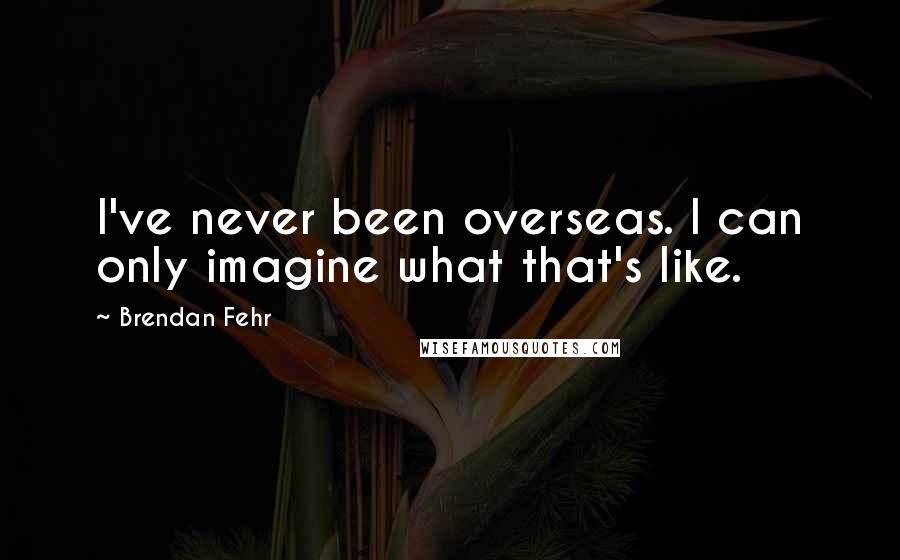 Brendan Fehr Quotes: I've never been overseas. I can only imagine what that's like.