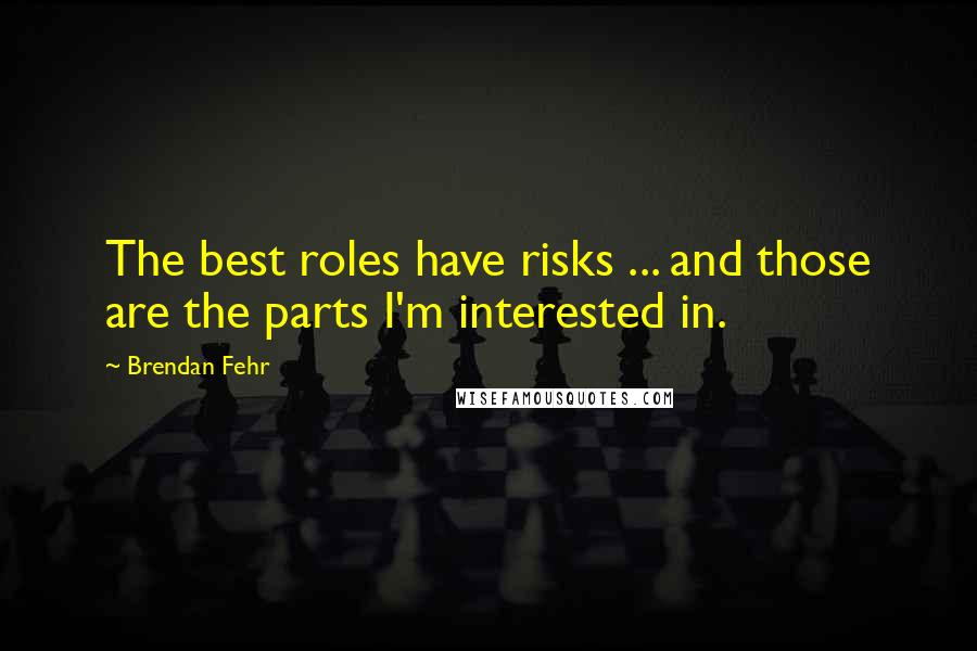 Brendan Fehr Quotes: The best roles have risks ... and those are the parts I'm interested in.