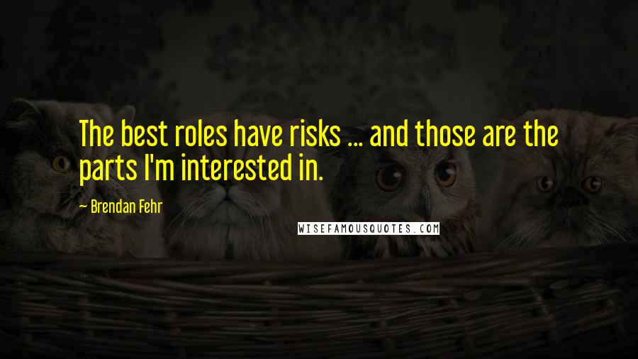 Brendan Fehr Quotes: The best roles have risks ... and those are the parts I'm interested in.