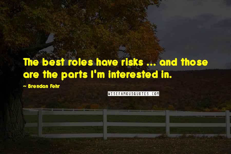 Brendan Fehr Quotes: The best roles have risks ... and those are the parts I'm interested in.