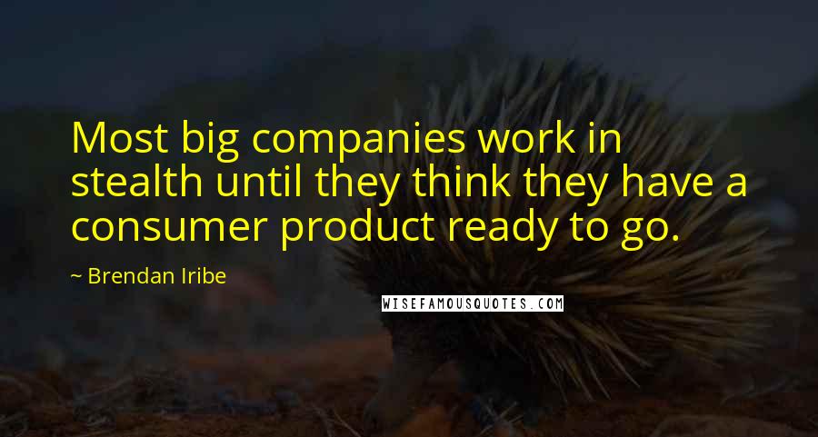 Brendan Iribe Quotes: Most big companies work in stealth until they think they have a consumer product ready to go.