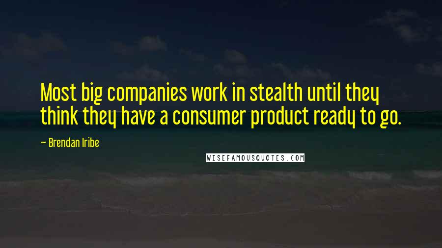 Brendan Iribe Quotes: Most big companies work in stealth until they think they have a consumer product ready to go.