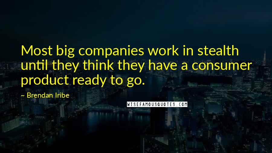 Brendan Iribe Quotes: Most big companies work in stealth until they think they have a consumer product ready to go.