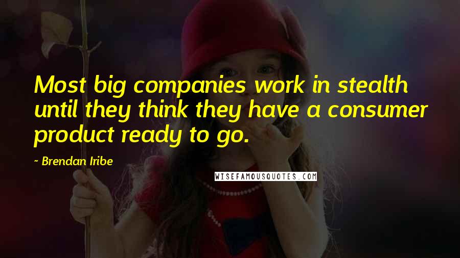 Brendan Iribe Quotes: Most big companies work in stealth until they think they have a consumer product ready to go.