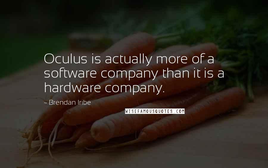 Brendan Iribe Quotes: Oculus is actually more of a software company than it is a hardware company.