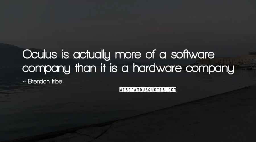 Brendan Iribe Quotes: Oculus is actually more of a software company than it is a hardware company.