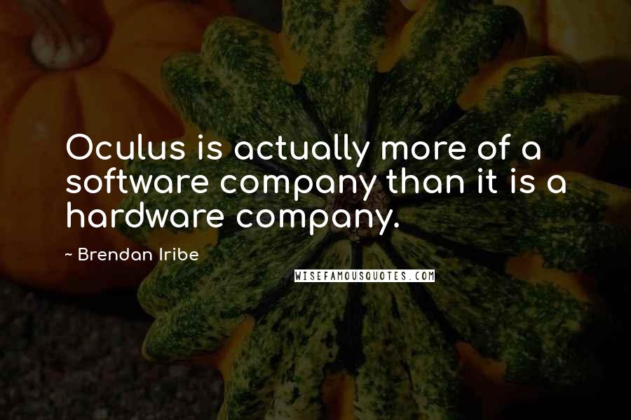 Brendan Iribe Quotes: Oculus is actually more of a software company than it is a hardware company.