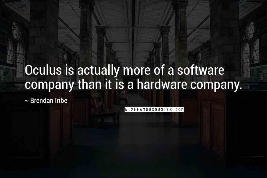 Brendan Iribe Quotes: Oculus is actually more of a software company than it is a hardware company.