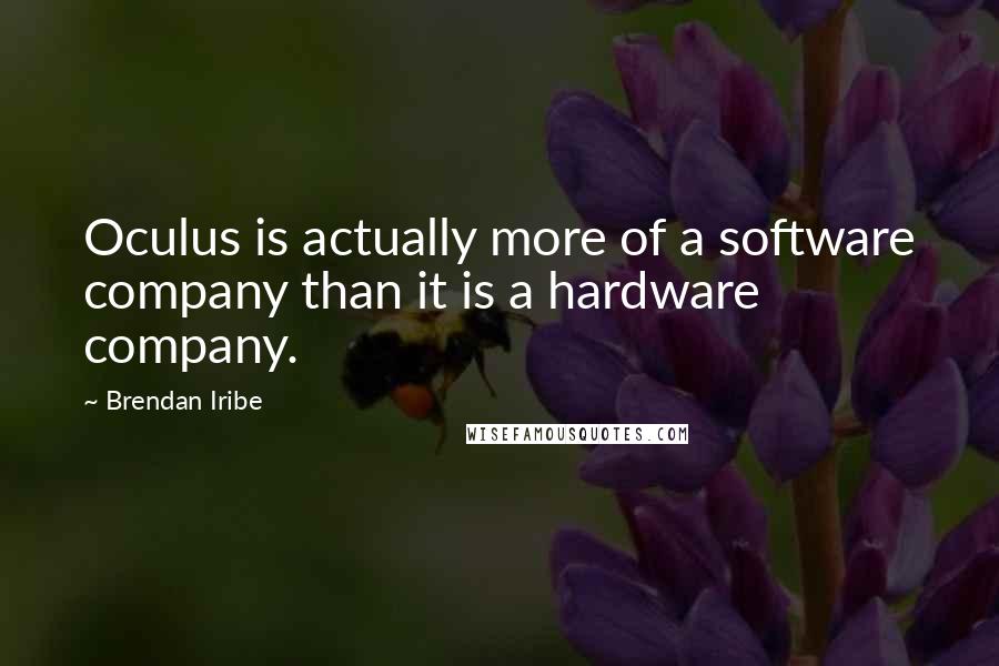 Brendan Iribe Quotes: Oculus is actually more of a software company than it is a hardware company.